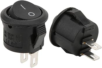 20 mm SPST 2pin Rounded Rocker Switch   250vac 6A  black color