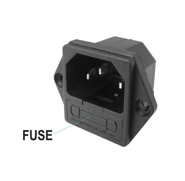 MALE PLUG PANEL SOCKET CONNECTORS 15A 250V WITH FUSE