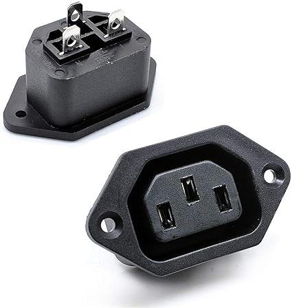 مقبس / AC 250V 10A IEC 320 C13 Panel Mount Plug Connector Socket Black