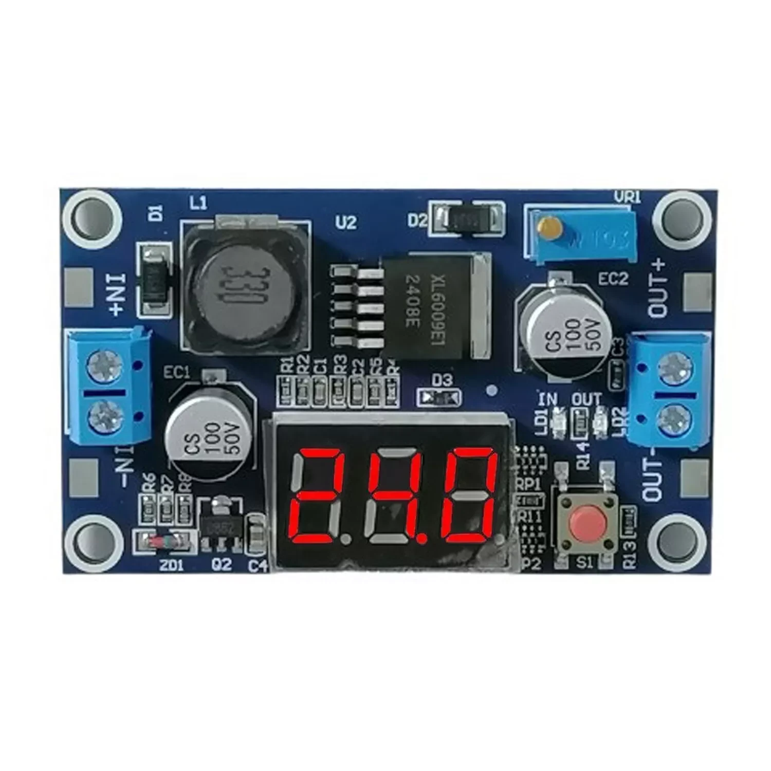 محول رفع الجهد المستمر  / XL6009 DC-DC Adjustable Boost Module 4.5-32V to 5-35V with Digital Display Step up