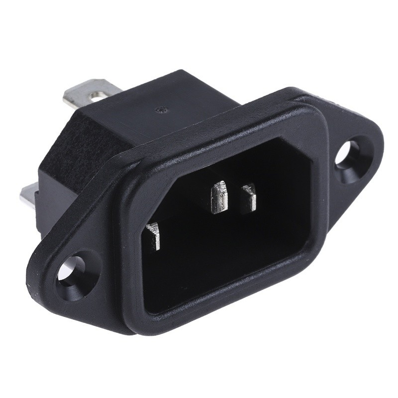 Mount 3 Pins IEC320 C14 Inlet Power Plug Socket AC 250V 10A Black