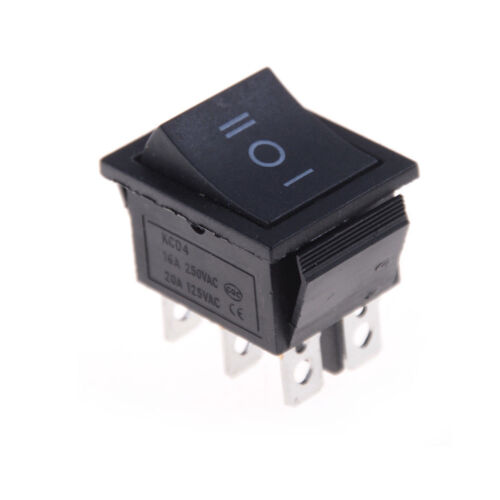 KCD4 (on-off-on) black color 6 pin 250V/16A Rocker Switch