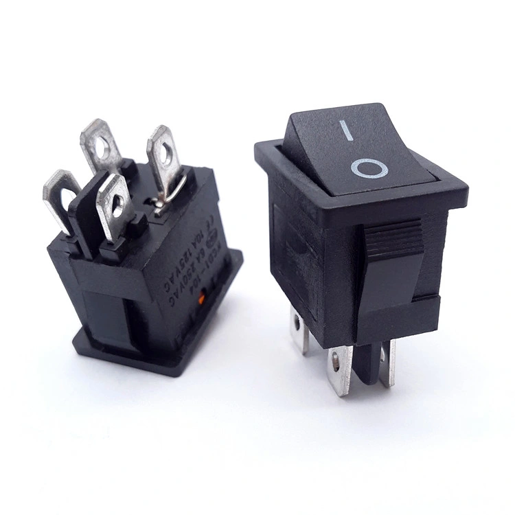 KCD1 (on-off) 15*21mm  black color Illuminated 4Pin 250V/6A Rocker Switc