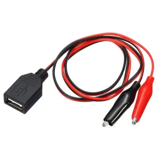 وصلة مشابك تمساح إلى USB أنثى (50 سم) / Alligator Clip to USB Female Power Cable – 50cm