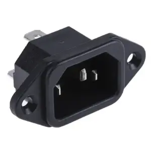 مقبس / Mount 3 Pins IEC320 C14 Inlet Power Plug Socket AC 250V 10A Black