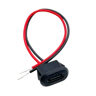 موصل سوكيت / USB Type-C Female 2-Pin Socket Connector with Wire 10cm