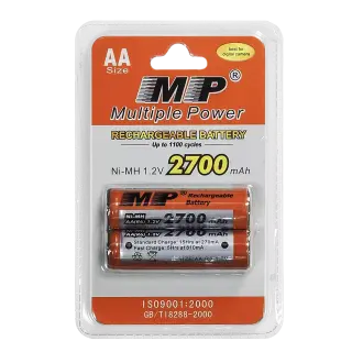 بطاريات قابله للشحن / BATTERY MP AA 1.2V 2700MH Ni-MH 2PCS PACK