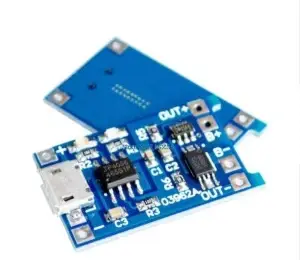 وحدة شحن بطارية ليثيوم 18650 بمنفذ مايكرو USB 5 فولت 1 أمبير مع حماية / MICRO USB 5V 1A 18650 LITHIUM BATTERY CHARGER MODULE WITH PROTECTION