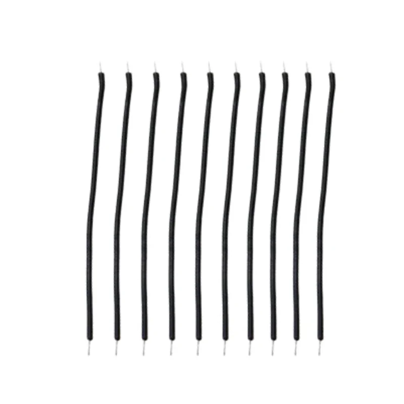 مجموعة 10 اسلاك توصيل الكترونية لون اسود بطول 5 سم مع نهايه مطليه بالقصدير /   Flexible Hook Up Wires 50MM 10 PCS COLLAR BLACK 3239