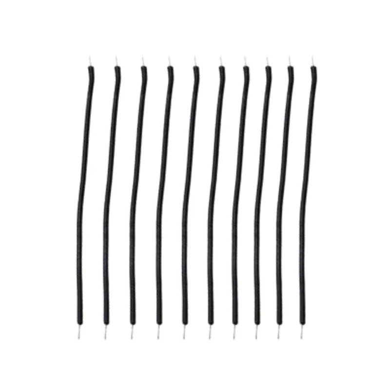 مجموعة 10 اسلاك توصيل الكترونية لون اسود بطول 10 سم مع نهايه مطليه بالقصدير /    Flexible Hook Up Wires 100MM 10PCS COLLAR BLACK 3239