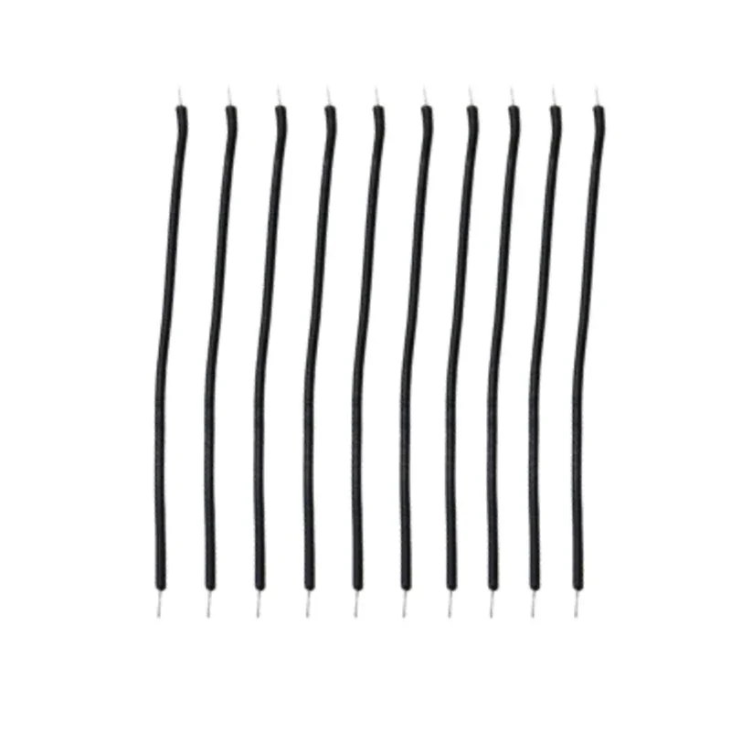 مجموعة 10 اسلاك توصيل الكترونية لون اسود بطول 4 سم مع نهايه مطليه بالقصدير /   Flexible Hook Up Wires 40MM 10PCS COLLAR BLACK 3239
