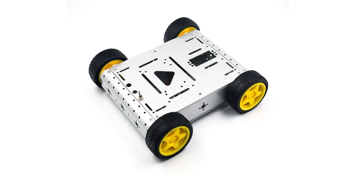 هيكل روبوت معدني ذكي من الألومنيوم مجنزر بلون فضي / Metal Tank Robot Smart Car Chassis Kit (Silver)