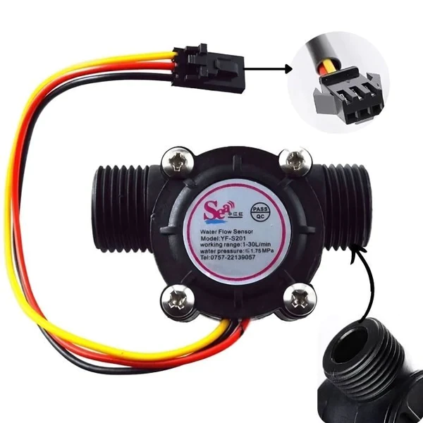 مستشعر تدفق المياه / Water Flow Sensor - YF-S201-1/2 Inch