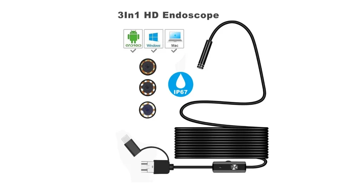 كاميرا منظار للهاتف والكمبيوتر مقاومة للماء / waterproof 3m Mini USB Endoscope Inspection Camera 7mm Lens for computer and Phone