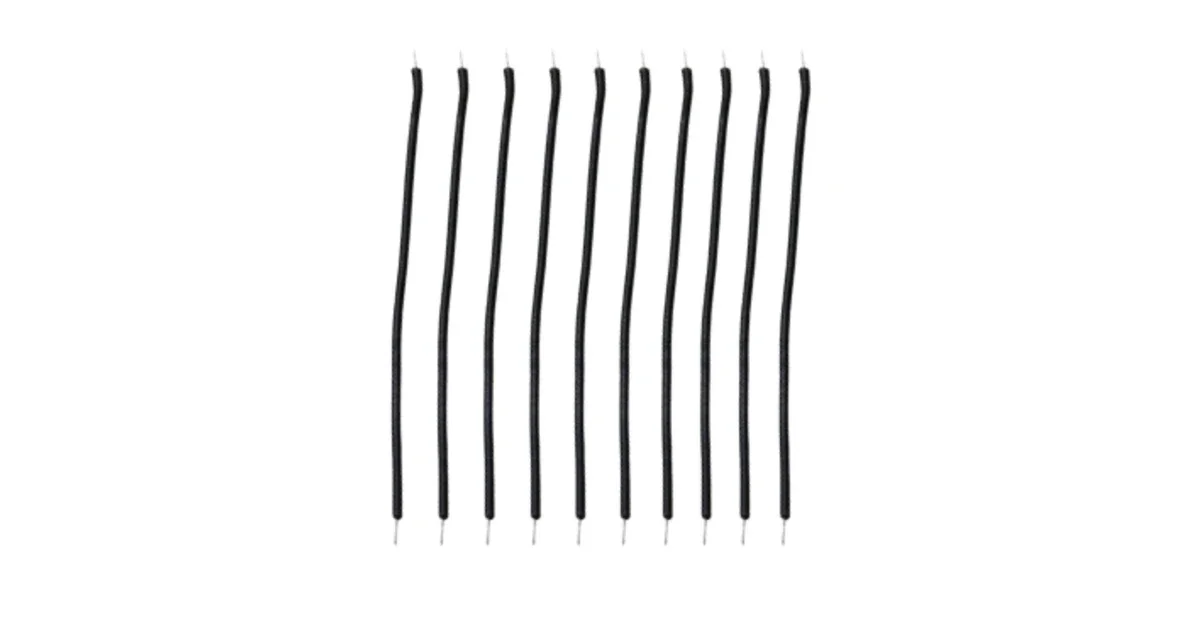 مجموعة 10 اسلاك توصيل الكترونية لون اسود بطول 10 سم مع نهايه مطليه بالقصدير /    Flexible Hook Up Wires 100MM 10PCS COLLAR BLACK 3239