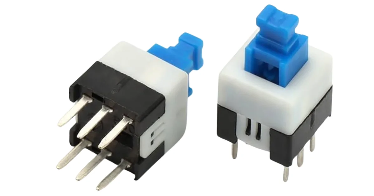 مفتاح ضغط ذاتي القفل / 7x7mm Self-Locking Push Button Switch – 6 Pin Latching Type