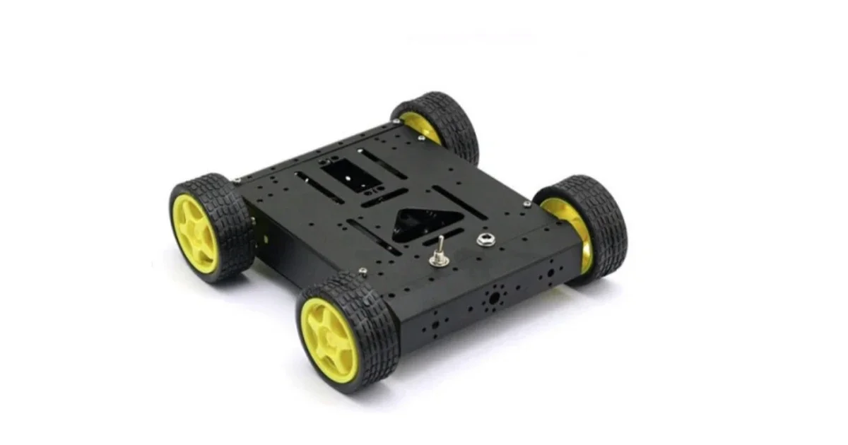 هيكل روبوت معدني ذكي من الألومنيوم مجنزر بلون أسود / Metal Tank Robot Smart Car Chassis Kit (Black)