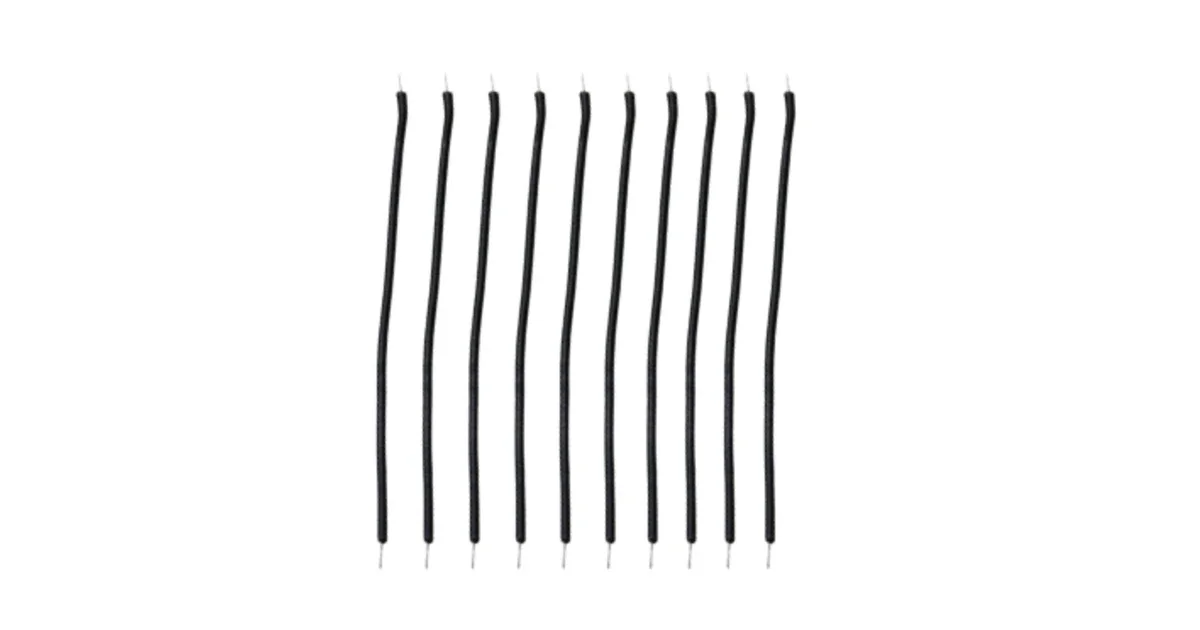 مجموعة 10 اسلاك توصيل الكترونية لون اسود بطول 4 سم مع نهايه مطليه بالقصدير /   Flexible Hook Up Wires 40MM 10PCS COLLAR BLACK 3239