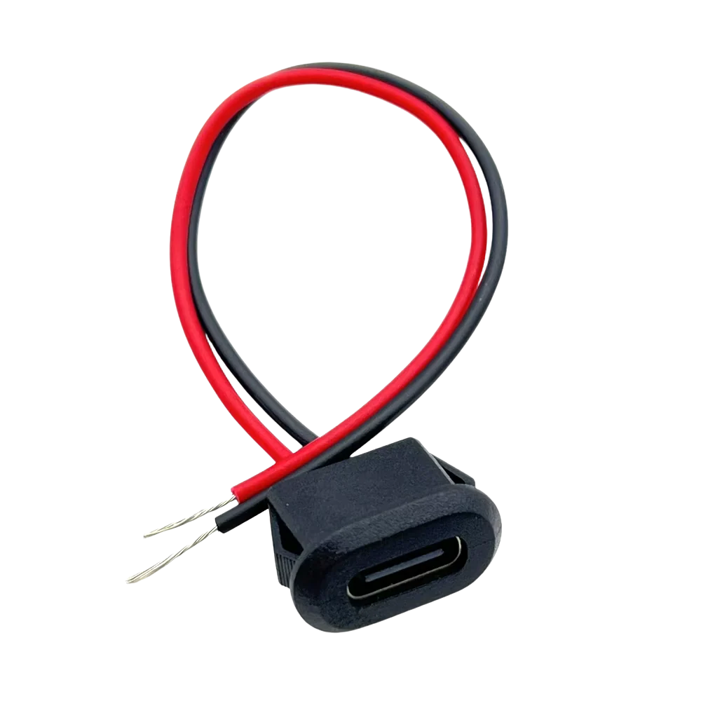 موصل سوكيت / USB Type-C Female 2-Pin Socket Connector with Wire 10cm