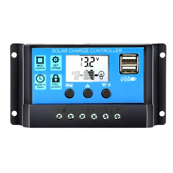 منظم شحن الطاقة الشمسية / 30A PWM Solar Charge Controller 12V/24V Auto with Dual USB