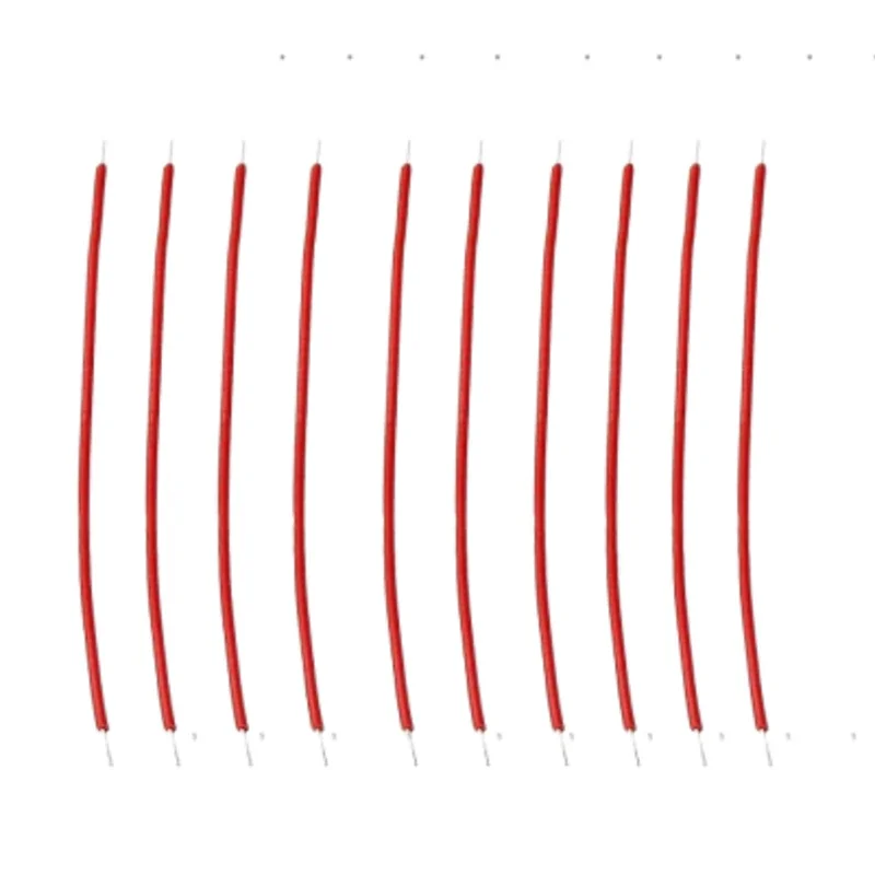 مجموعة 10 اسلاك توصيل الكترونية لون احمر بطول 10 سم مع نهايه مطليه بالقصدير /   Flexible Hook Up Wires 100MM 10 PCS RED COLLAR 3239