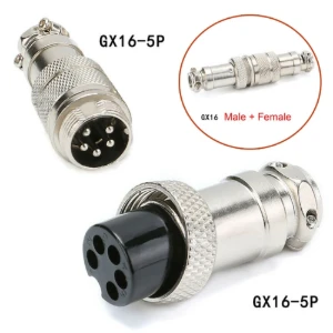 مقبس موصل معدني 5 دبوس ذكر سلك انثى سلك / GX16 5Pin Aviation Plug Male &Female Metal Wire Connector Plug Socket