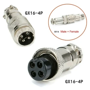 مقبس موصل معدني 4 دبوس ذكر سلك انثى سلك / GX16 4Pin Aviation Plug Male &Female Metal Wire Connector Plug Socket