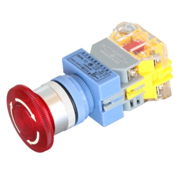مفتاح طوارئ مضيء / LAY37-11ZSD LED Emergency Stop Switch – 22mm, Red (220V)