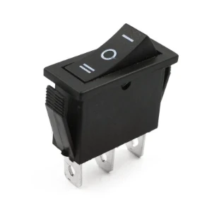 مفتاح متارجح أسود 3 دبابيس (تشغيل - إيقاف - تشغيل) / KCD3 (on-off-on) black color 3 pin 250V/15A Rocker Switch