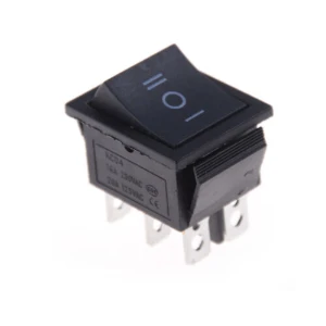 مفتاح متأرجح اسود اللون (تشغيل - إيقاف-تشغيل) 6 دبابيس / KCD4 (on-off-on) black color 6 pin 250V/16A Rocker Switch