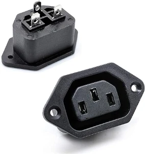 موصل مقبس لوحة / AC 250V 10A IEC 320 C13 Panel Mount Plug Connector Socket Black