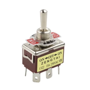 مفتاح تبديل ثنائي القطب (تشغيل - إيقاف - تشغيل) 6 دبابيس مزلاج / mm12 15A toggle switch on-off-on 6 pin latch