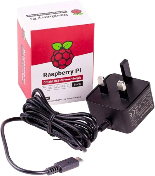 مزود الطاقة الاصلي لـ راسبيري باي /  Raspberry Pi 4 Official Power Supply USB-C - UK Plug 5.1V 3A Black
